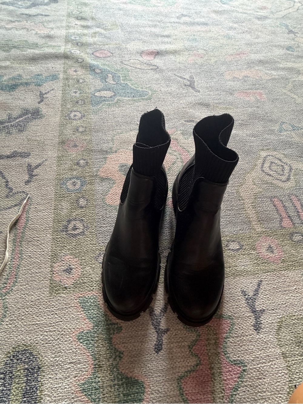 Steve Madden Black Leather Chelsea Sock Booties